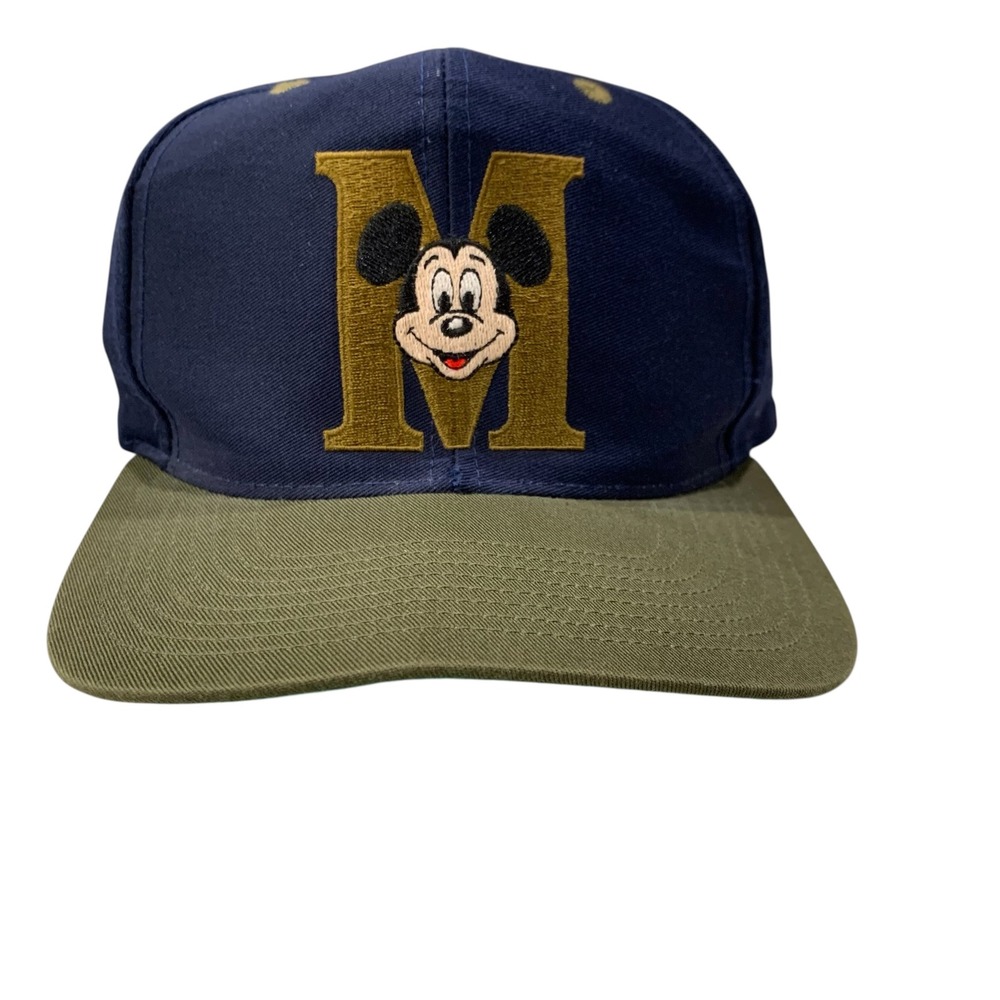 Vintage 90s Disney Mickey Mouse M Goofy's Hat Co Snapback Navy Green Cap
